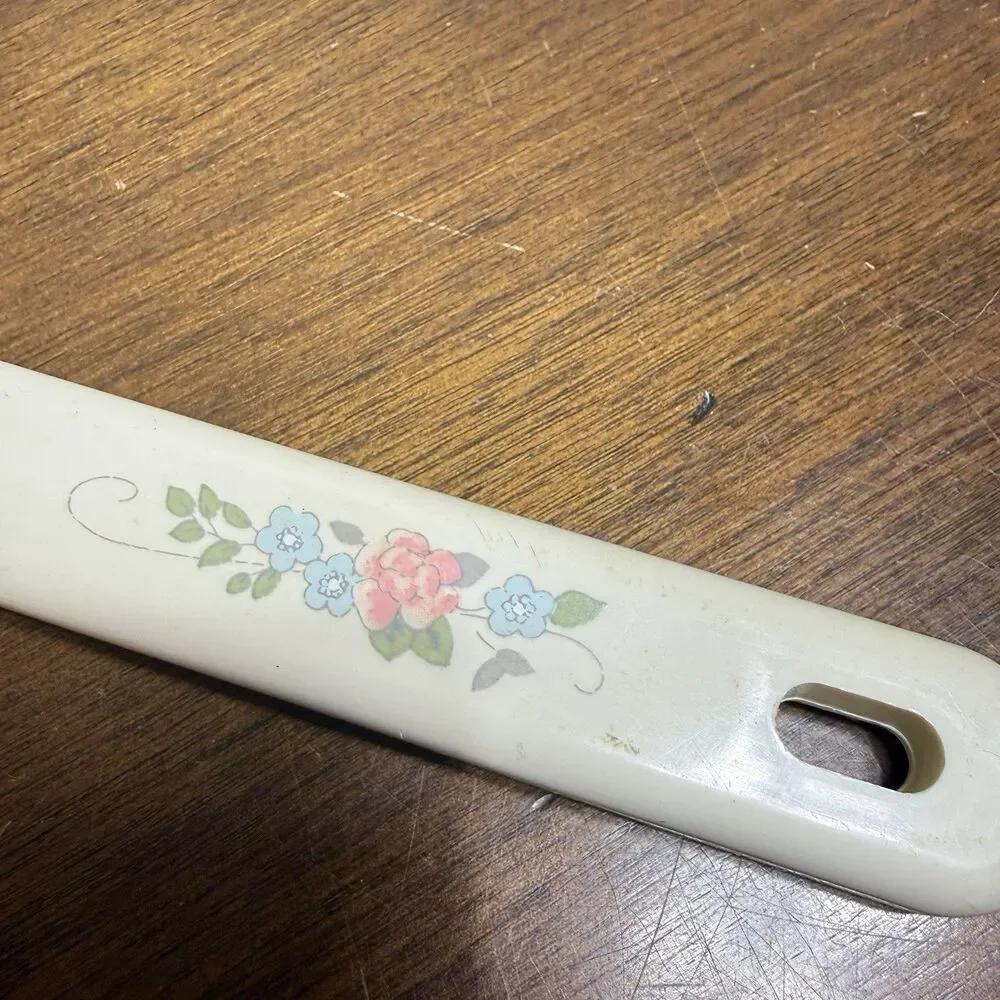 Vintage Robinson Stainless 12 Pie Server Serrated Spatula Floral Handle Cottage